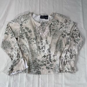 VTG Sonoma Top Woman’s Large Boho Fairy Cottagecore Romantic Lace Ruffle Sleeve